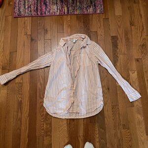 Pink and Blue Striped Long Sleeve Button Down Old Navy Women's Size S